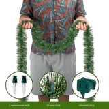 WATERGLIDE 49FT Lighted Christmas Green Garland with 100 Count Clear String Lights, Pre-lit Long Artificial Greenery Garlands, Plug in Holiday Decorative Lights for Indoor Outdoor Decor WATERGLIDE