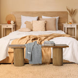 WINWY Fluted Wood Bench, 51" Farmhouse Solid Wood Bench Seat for Entryway, Dining Room, Indoors and Outdoors, Rounded Leg, Easy Assembly, Natural WINWY