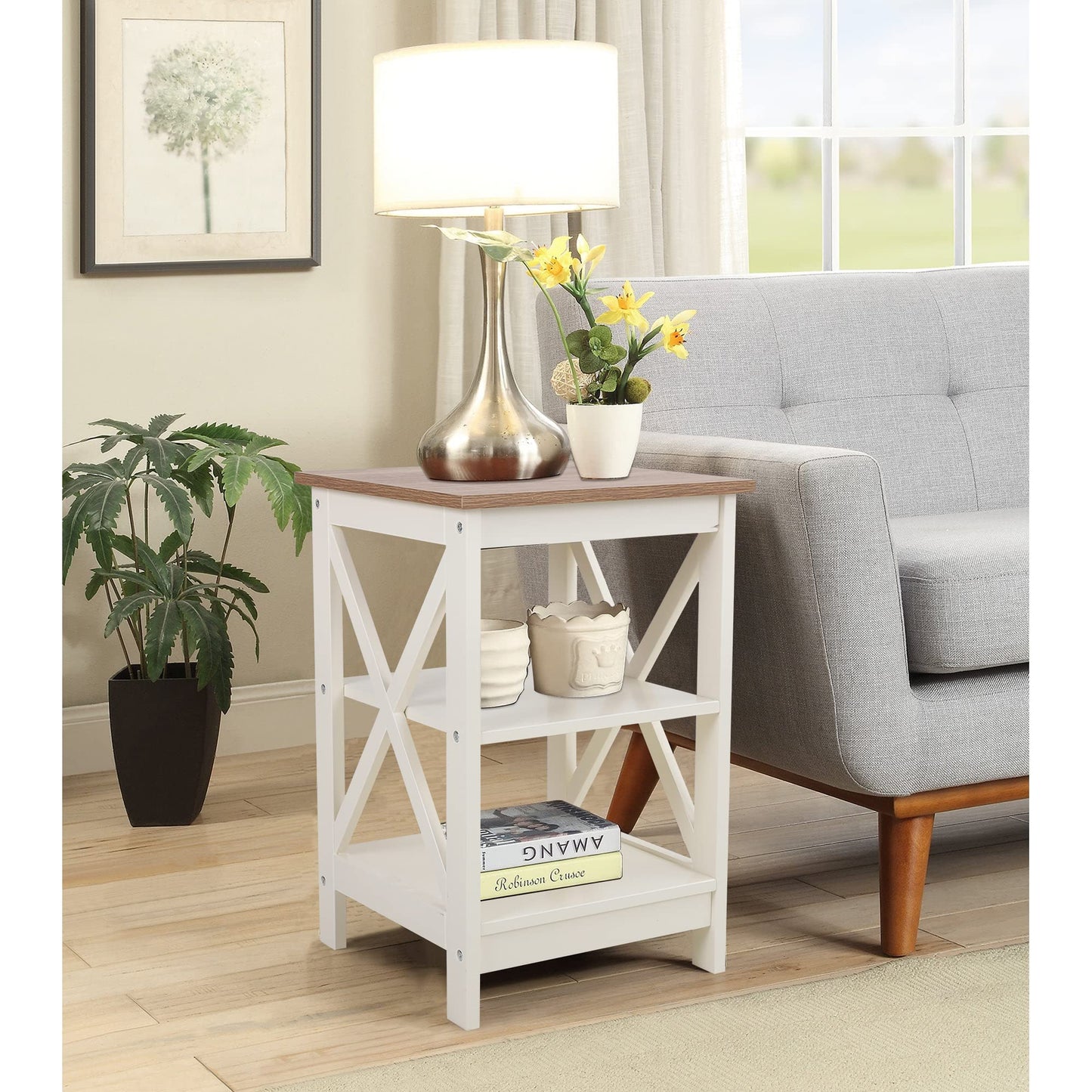 PHI VILLA End Table Living Room Set of 2 - Side Table for Small Spaces Farmhouse Bedside Table, Bedroom Nightstands Set White - WoodArtSupply