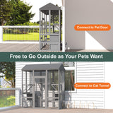 TIMHAKA Catio Outdoor Cat Enclosure, Large Cat House for Winter with Weatherproof Cover, Solid Wood Feral Cat Shelter with 7 Platforms & 2 Resting Box, Walk in Indoor Ourdoor Cat Cage, 72 inch TIMHAKA