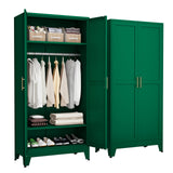 RISTERN Metal Armoire Wardrobe Closet with Hanging Rod, Clothing Storage Cabinet with Adjustable Shelves for Laundry Room, Bedroom, Home Office, Bathroom, 71" Green RISTERN