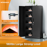 INTERGREAT Metal Garage Storage Cabinet with Lock, 72" H Storage Cabinets with Doors and Adjustable Shelves, Black Lockable Metal Cabinets for Garage, Warehouse, Tool INTERGREAT