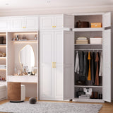 Polup Metal Armoire Closet, 86 Inch Tall Wardrobe Armoire with Hanging Rod, Almirah for Clothes with Doors, 18" D x 32" W x 86" H, White, Assemble Required, Shipped in Two Packages Polup