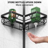 DAOYA Corner Shower Caddy Tension Pole - 4 Tier Stainless Steel Rustproof Shower Corner Caddy for Bathtub Bathroom Shower Organizer Shelves Adjustable Pole 25-114.2 Inch Black DAOYA