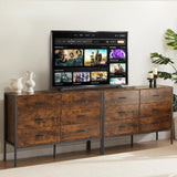 Lyromix Rustic Brown Dresser with 6 Drawers, Wide 48'' Wood TV Stand with Storage, Mid Century Dresser Dresser for Bedroom, Perfect for Bedroom Room Storage Lyromix