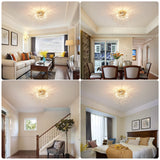 6-Light Sputnik Flush Mount Ceiling Light Fixture, Modern Gold Crystal Firework Ceiling Lights, Close to Ceiling Lamp for Bedroom Kitchen Hallway Entryway Bathroom CM MZY