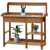 BlueWish Potting Bench, Potting Benches for Outside, Potting Benches & Tables with Drawer, Adjustable Shelf Rack, Removable Sink, Three Hook BlueWish