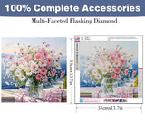 Zythron Flowers Diamond Art Kits for Adults, Flower Diamond Painting Kits for Beginners, Pink Daisy vase DIY 5D Gem Art,Diamond Art for Adults for Gift Home Decor 14x14 inch Zythron
