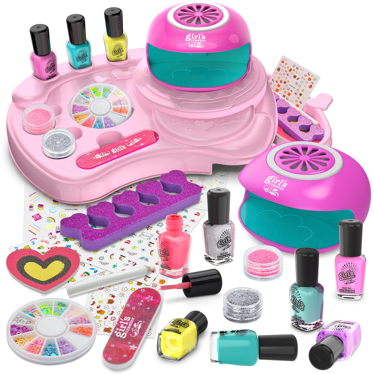 Amagoing Nail Polish Set for Girls Ages 7-12, Kids Nail Art Studio Kit, Non Toxic Quick Dry Nail Polish, Nail Dryer, Storage Desk, Glitter, Cool Girls Stuff, Birthday Gifts Ideas 8 9 10 11 Years Old Amagoing