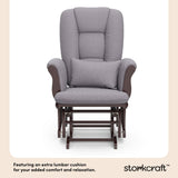 Storkcraft Tuscany Custom Glider and Ottoman with Free Lumbar Pillow (Espresso/Slate Gray Swirl) - Cleanable Upholstered Comfort Rocking Nursery Chair with Ottoman Storkcraft