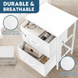 LOFTEY White Nightstand, Bedside Table with 2 Drawers, Small Kids Night Stand for Bedroom, Bed Side Table with Storage, 15.7" L x 11.8" W x 21" H LOFTEY