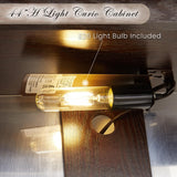 44"H Lighted Glass Display Cabinet with Glass Doors, Wooden Curio Cabinet with 3 Adjustable Shelves, Mirrored Back Panel, Arched China Cabinet for Living Room, Light Bulb Included (Dark Cherry) Eyisean