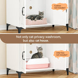 GarveeLife Cat Litter Box Enclosure with Shelves,Cat Litter Box Cabinet,Hidden Cat Box Furniture with Scratching Mat,Wood Sturdy Cat Washroom Storage, Indoor Cat House,White Garveelife