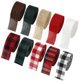 Whaline 10 Rolls 50 Yard Christmas Plaid Burlap Ribbon Rolls 1 Inch Gift Wrapping Ribbon Winter Xmas Decorative Ribbon for DIY Crafts Wreath Bow Making Supplies Whaline