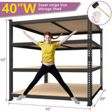 Prilinex Heavy Duty Storage Shelves 40" W x 20" D x 60" H - 4-Tier Adjustable Metal Garage Shelving Unit, Standing Utility Shelf Racks for Pantry Warehouse Kitchen, Black Prilinex