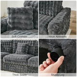 115" Oversized Modular Sectional Sofa with Ottoman Convertible Plush Faux Fur Large U-Shape Couch Sofa 5 Seater with 6 Pillows for Living Room,Bedroom,for Big Man 35.83" Seat Width,Grey Comfort Stretch