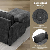 Merax 146.9" Black Curved Sleeper Sofa, Sectional 5 Seat L-Shaped Couch Set with Pull Out Bed, Removable Ottoman & USB Ports, Convertible Chaise SofaBed for Living Room and Apartment, Black Merax