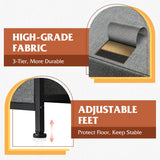 WLIVE Fabric Dresser, Storage Drawer Unit, Bedroom Dresser TV Stand for 32 40 43 inch TV, Wide Dresser with 8 Large Deep Drawers for Office, College Dorm, Dark Grey WLIVE