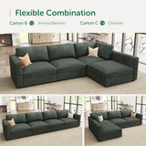 HONBAY Modular Sectional Couches with Storage Corduroy Sectional Sleeper Sofa Modular Sectional Couches for Living Room,Green HONBAY