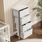 DUMOS Dresser for Bedroom, 4 Storage Drawers, Tall Fabric Closet Chests Organizer Tower Furniture with Wooden Top Metal Frame for Clothes, Living Room, Hallway, Entryway DUMOS