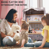 Lil' Jumbl X-Large 3-Story Wooden Dollhouse with Elevator, Balcony & Furniture Set Lil' Jumbl