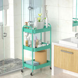 PNVXNUS 3-Tier Rolling Metal Storage Cart with Wheels, Multi-Functional Organizer for Office, Kitchen, Bathroom, Books Diapers - Easy Assembly (Blue) PNVXNUS