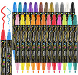 Acrylic Paint Pens Acrylic Paint Markers Set: 24 Dual Tip Acrylic Markers Wood Rock Painting Kit Wine Glass Fabric Permanent Clothes Plastic Canvas Ceramic Scrapbook Fine Gel Arts Crafts Supplies Kids Muchcute