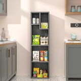 VECELO 4-Tier Bookcase, Modern Storage Cabinet with Height Difference Shelves for Standard Textbooks, 5 Cubes, Vertical or Horizontal, Easy Assembly, Grey VECELO