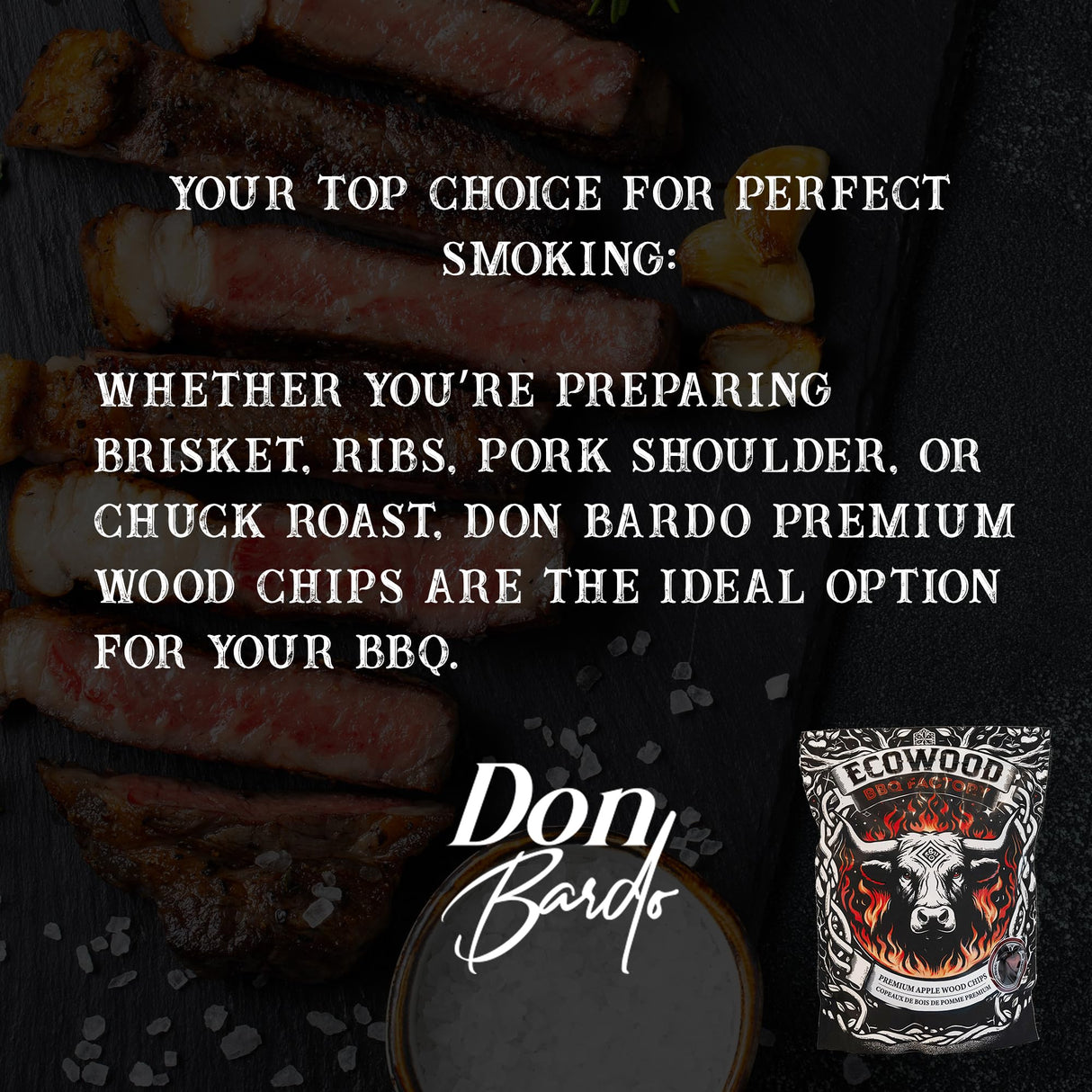 Don Bardo - Wood Smoker Chips - Apple, Cherry, Mesquite, Hickory & Oak Wood Chip for Smokers, Can be Use on Gas, Charcoal Grill, Smoke Wood Chips for Grilling, BBQ & Camping. 1.2 LB Bags (Oak) Don Bardo