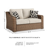 Signature Design by Ashley Beachcroft Casual Weather Resistant Resin Wicker Outdoor Loveseat with Cushion and 2 Accent Pillows, Dark Brown & Beige Signature Design by Ashley