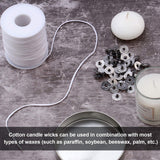 pice QPZ 200 ft Braided Candle Wicks 100% Cotton 21 PLY for Candle Pillars in 1 3/4 inch Dia, for Paraffin Wax Soy Beeswax Candle Making, Sold Separately 200 PCS Candle Wick Sustainer Tabs Metal 14mm pice