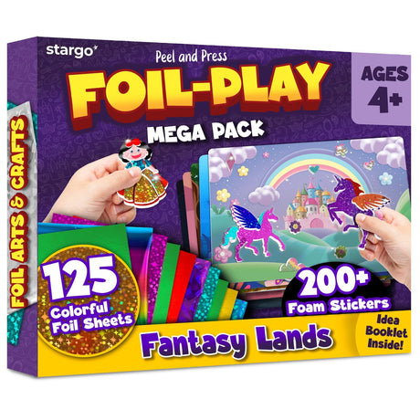 Foil Creative Art Kit for Kids, Fun Craft Set with Triple-Layer 3D Stickers & Foil Sheets – Creative Arts & Crafts for Birthday Party, Girls, Boys DIY Activity, Travel Toys, Gifts for Ages 4 5 6 7 8 9 stargo