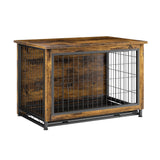 JY QAQA Dog Crate Furniture, Wooden Dog Crate Table, Double-Doors Dog Furniture, Indoor Dog Kennel, Dog House, Dog Cage/Brown/L JY QAQA PET