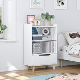 UTEX Kids Bookshelf, Children Bookcases with Storage and Drawer, Wood Kids Toy Storage Organizer for Playroom, Nursery School, White UTEX