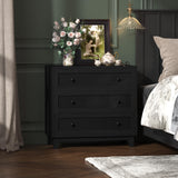 Boonatu Rattan & Wooden 3-Drawer Dresser for Bedroom, Short Chests of Drawers for Clothes Organizer, Durable Nightstand with Ample Storage, Farmhouse Boho Side Table for Hallway Boonatu