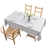 Oubonun Cotton Linen Rectangular Table Cloth, Wrinkle Resistant, Waterproof Tablecloth, Washable Farmhouse Table Cover with Tassels for Kitchen Dining Party, 55''x70'', 4-6 Seats, Grey Oubonun