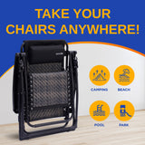 SereneLife Outdoor Zero Gravity Lawn Chair Black Adjustable Foldable Recliner with Detachable Side Table Cup Holder Padded Pillow Lightweight Patio Furniture Reclining Chair for Outdoors SereneLife