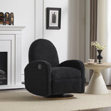 GDFStudio Swivel Glider Recliner Chair Nursery Rocker Recliner Chair with Boucle Upholstered High Back Single Seat Sofa Chair with Deep Seat Manual Nursing Reclining for Living Room, Black GDFStudio