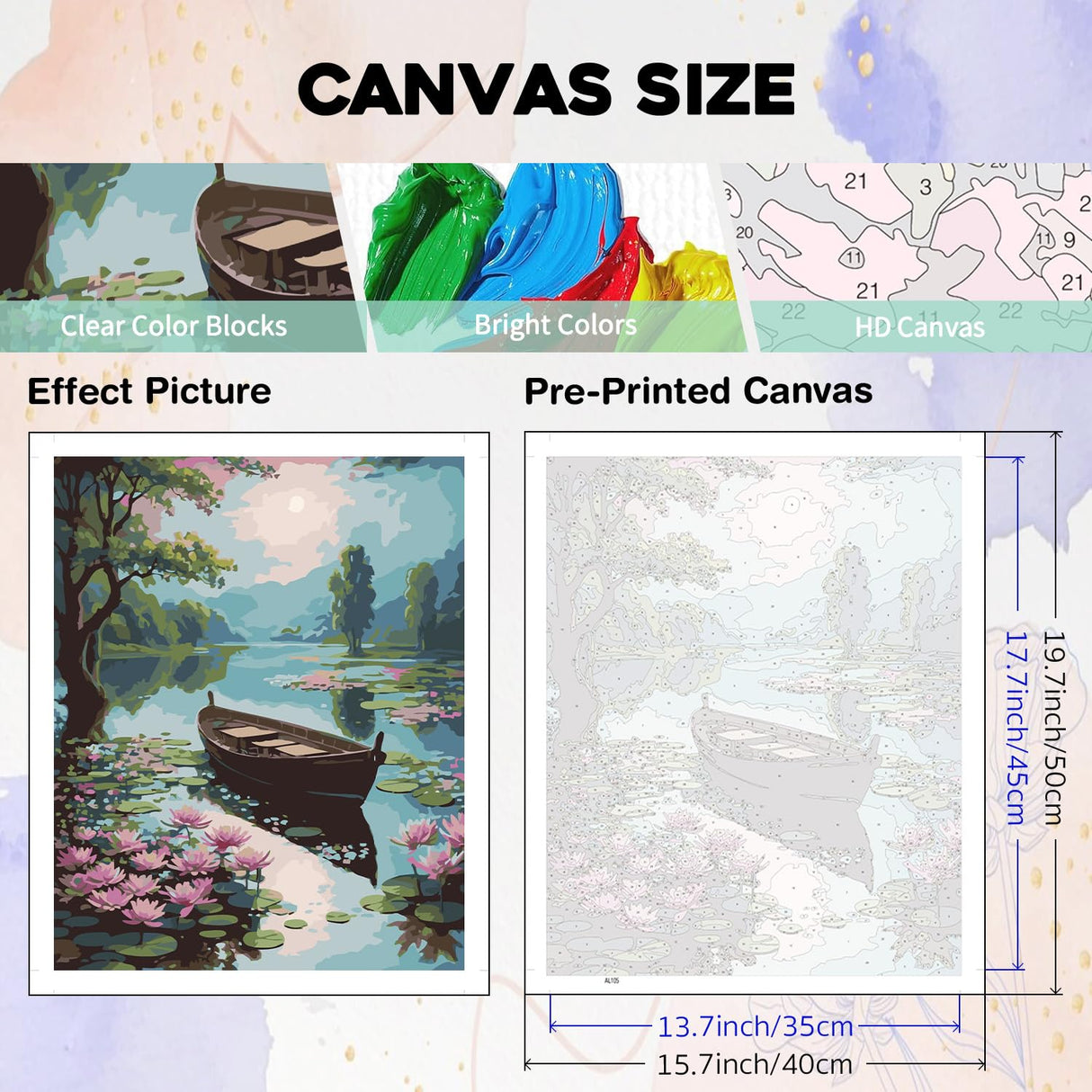 Paint by Number Adult Lotus Lake,Canvas Paint by Numbers for Adults,Painting by Numbers,DIY Oil Painting Kit Perfect for Gifts and Home Wall Decor 16x20inch PHANTASYART