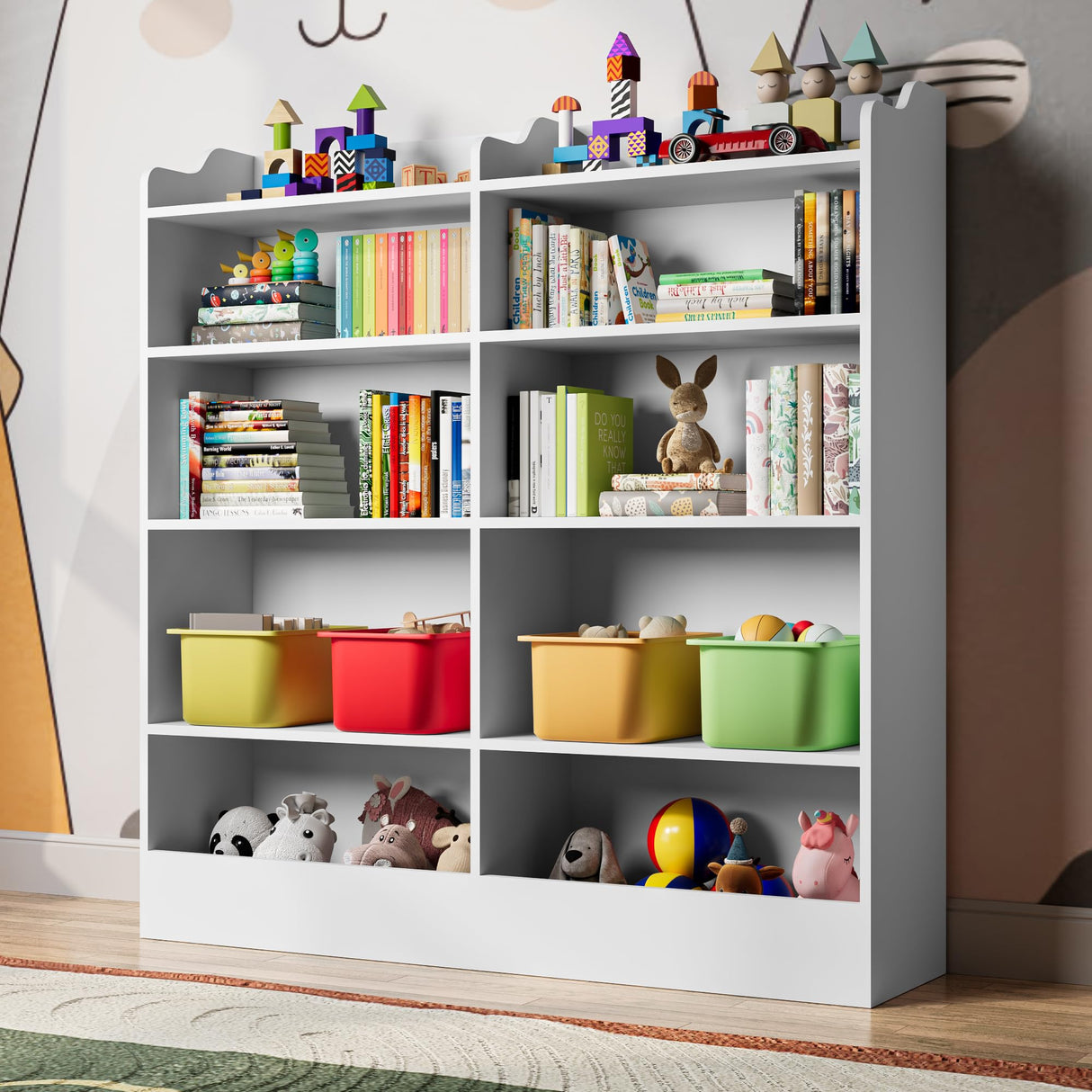 Cozy Castle 5-Tier Kids Bookshelf & Toy Storage Cabinet in White Cozy Castle
