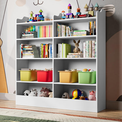 Cozy Castle 5-Tier Kids Bookshelf & Toy Storage Cabinet in White - WoodArtSupply