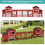 Chicken Coop for 2-4 Chickens,Outdoor Chicken House with Wheels, Nesting Box, Leakproof Pull-on Tray and UV-Resistant Roof Panel, Wooden Mobile Chicken Coop for Duck (Red, 70" L x 22" W x 44.1" H) Suumerpety