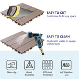 skillmaid 72 PCS Plastic Interlocking Deck Tiles - 12" x 12" Waterproof Indoor Outdoor Flooring All Weather Use, Patio Floor Decking for Porch Poolside Backyard Balcony, Brown skillmaid