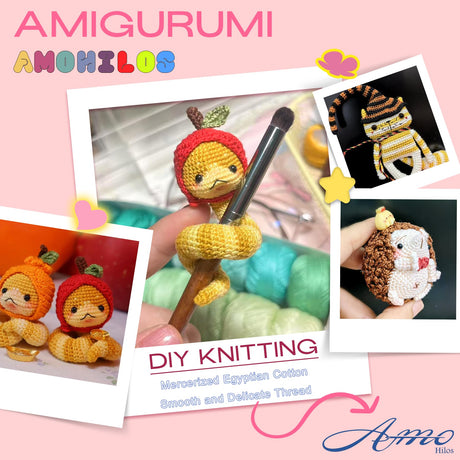 AMOHilos Size 8 Double Mercerized Egyptian Long Staple Cotton Pearl Thread Ball 5 Grams Rainbow Color Embroidery Thread 10 Colors per Box for Crochet Hardanger Cross Stitch Hand Embroidery (Set M) AMOHilos