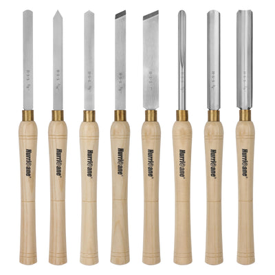 HURRICANE Wood Lathe Chisel Set, 8pc HSS Wood Lathe Turning Tools, Woodworking Lathe Tools with Wooden Box