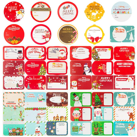 144 PCS Christmas Tags Sticker,Christmas Gift Tags,Christmas Name Labels for Present,48 Jumbo Designs Christmas Stickers Name Tags,Holiday Present Label,Christmas Tags for Gifts HongyiTime