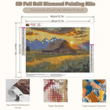 CEOVR Barn Diamond Painting Kits, 5D Full Drill National Park Diamond Art Kits for Adults, Mountain Landscape Gem Art, Adult Crafts Kits Wall Decor for Home Office 12x16inch CEOVR