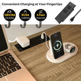 advwin Full Size Loft Bed with Desk and Stairs, Storage Drawers and Shelves, Charging Station, LED Light, Safety Guardrail & Ladders, Metal Loft Bed Frame Gaming Bed for Adult, Space-Saving, White advwin