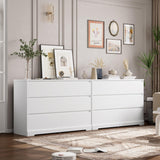 FOTOSOK 6 Drawer Double Dresser, White Dresser, Modern 6 Chest of Drawers with Deep Drawers, Wide Storage Organizer Cabinet for Living Room Home FOTOSOK
