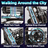 OWNONE 1 3D Wooden Puzzle Marble Run with LED Lights, Wooden Model Building Kits for Adults, Wood Mechanical Puzzle Building Set, Office Desk Decor Gift for Men Adults (312 PCS) OWNONE 1